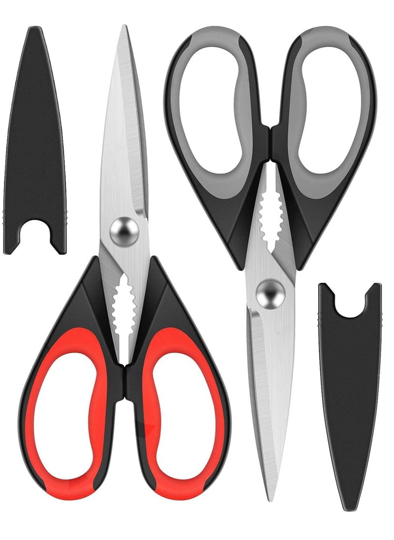 Mmmon 2Pack Kitchen Scissors All Purpose Kitchen Shears 8.5inch Cooking Scissors with Sheath,Black Kitchen Accessories,Household Appliances Home Essentials,Kitchen Gadgets Utensils  - Image 1