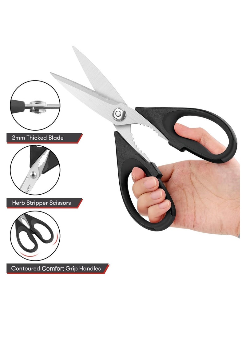 Mmmon 2Pack Kitchen Scissors All Purpose Kitchen Shears 8.5inch Cooking Scissors with Sheath,Black Kitchen Accessories,Household Appliances Home Essentials,Kitchen Gadgets Utensils  - Image 4