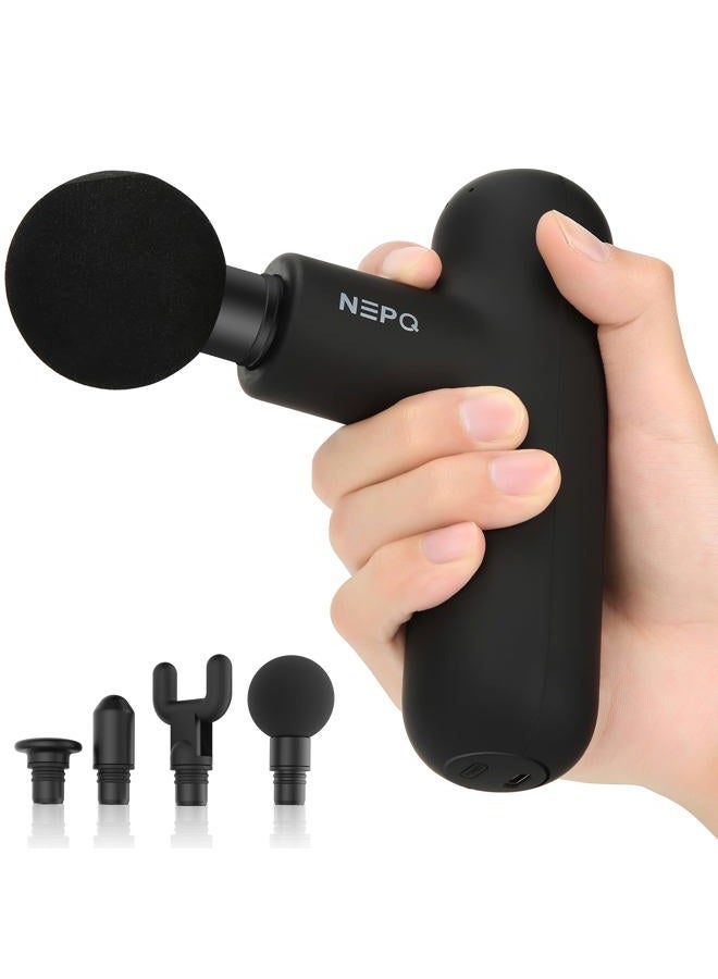 NEPQ Mini Massage Gun, Powerful Fascial Gun Portable Deep Tissue Percussion Muscle Back Head Massager for Pain Relief with 4 Massage Heads High-Intensity Vibration Rechargeable Small Massage Gun - Image 1