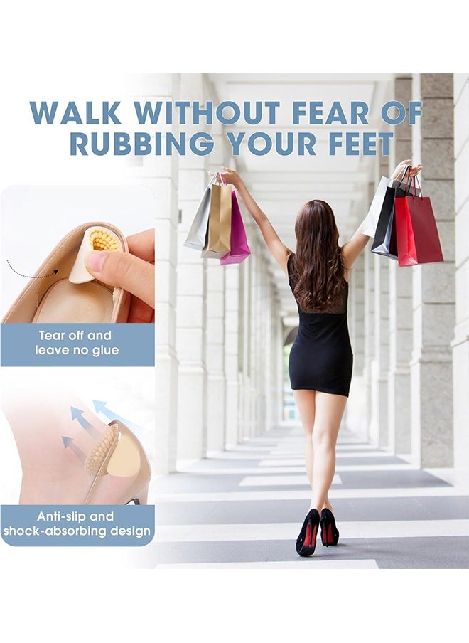Heel Grips for High Heels Cushions, 4 Pairs Silicone Shoe Inserts Pads, Heel Pads for Shoes, Self Adhesive Heel Cushion Inserts, 4D Soft Strong Sticky Thin Rel Heel Protector (Flesh)