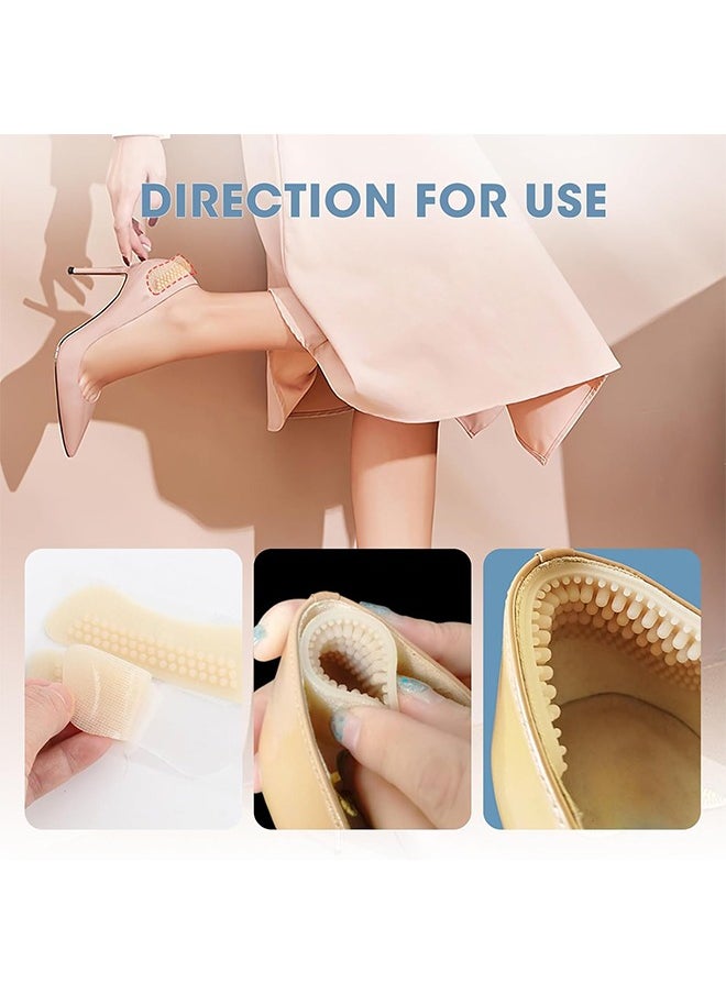 Heel Grips for High Heels Cushions, 4 Pairs Silicone Shoe Inserts Pads, Heel Pads for Shoes, Self Adhesive Heel Cushion Inserts, 4D Soft Strong Sticky Thin Rel Heel Protector (Flesh)