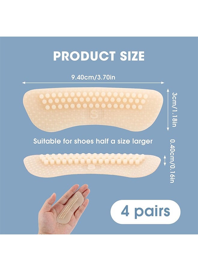 Heel Grips for High Heels Cushions, 4 Pairs Silicone Shoe Inserts Pads, Heel Pads for Shoes, Self Adhesive Heel Cushion Inserts, 4D Soft Strong Sticky Thin Rel Heel Protector (Flesh)