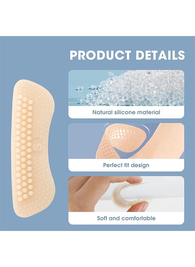 Heel Grips for High Heels Cushions, 4 Pairs Silicone Shoe Inserts Pads, Heel Pads for Shoes, Self Adhesive Heel Cushion Inserts, 4D Soft Strong Sticky Thin Rel Heel Protector (Flesh)