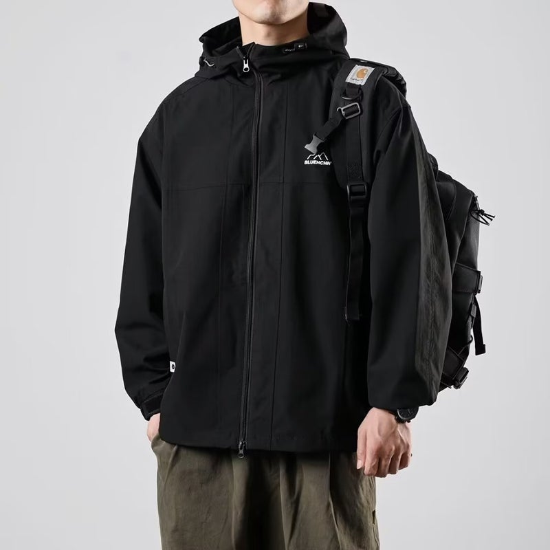 Autumn Men Travel Outdoor Coat Loose Slim Fit Capsule Clothing High-end Feel Wide Shoulder Capsule Korean Style YR-W128 black  - Image 1