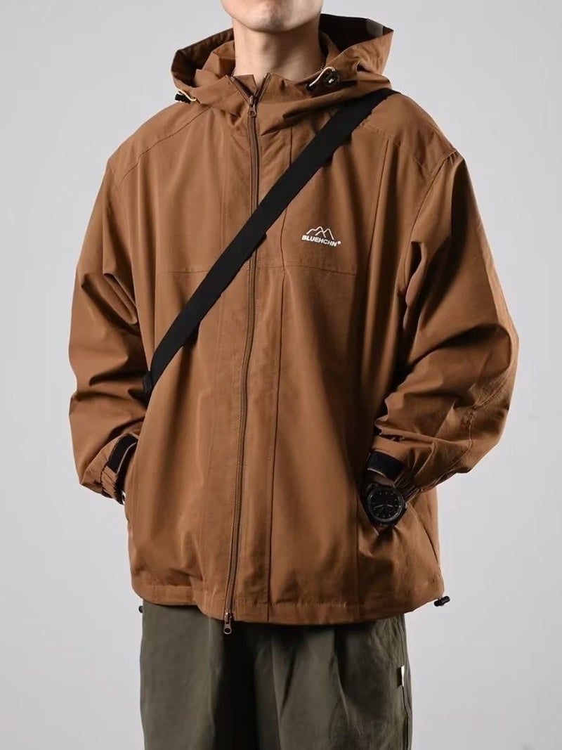 Autumn Men Travel Outdoor Coat Loose Slim Fit Capsule Clothing High-end Feel Wide Shoulder Capsule Korean Style YR-W128 black  - Image 4