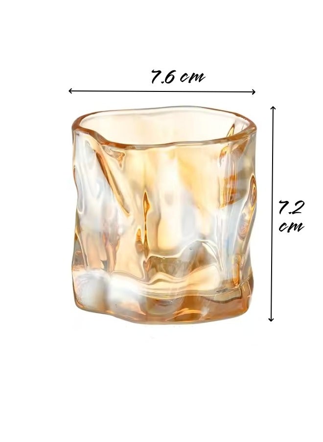 Beauenty 2 Pcs Thick Twisted Tumbler Glass,Elegant Irregular Glass Cups,Creative Glass Beer Glass,Crystal Old Fashioned Glasses For Cool Water,Milk,Coffee,Whiskeyfor Home, Bar, And Parties(Brown)  - Image 2