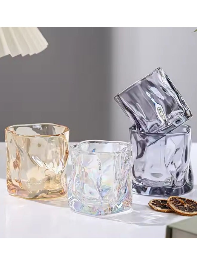 Beauenty 2 Pcs Thick Twisted Tumbler Glass,Elegant Irregular Glass Cups,Creative Glass Beer Glass,Crystal Old Fashioned Glasses For Cool Water,Milk,Coffee,Whiskeyfor Home, Bar, And Parties(Brown)  - Image 4