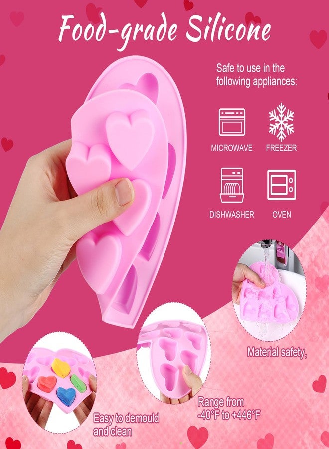 Baderke 2 Pcs Heart Shaped Silicone Molds for Baking, 10 Cavities Valentines Silicone Molds, Heart Molds for Valentine's Day Chocolate Candy Ice(Pink) - Image 4