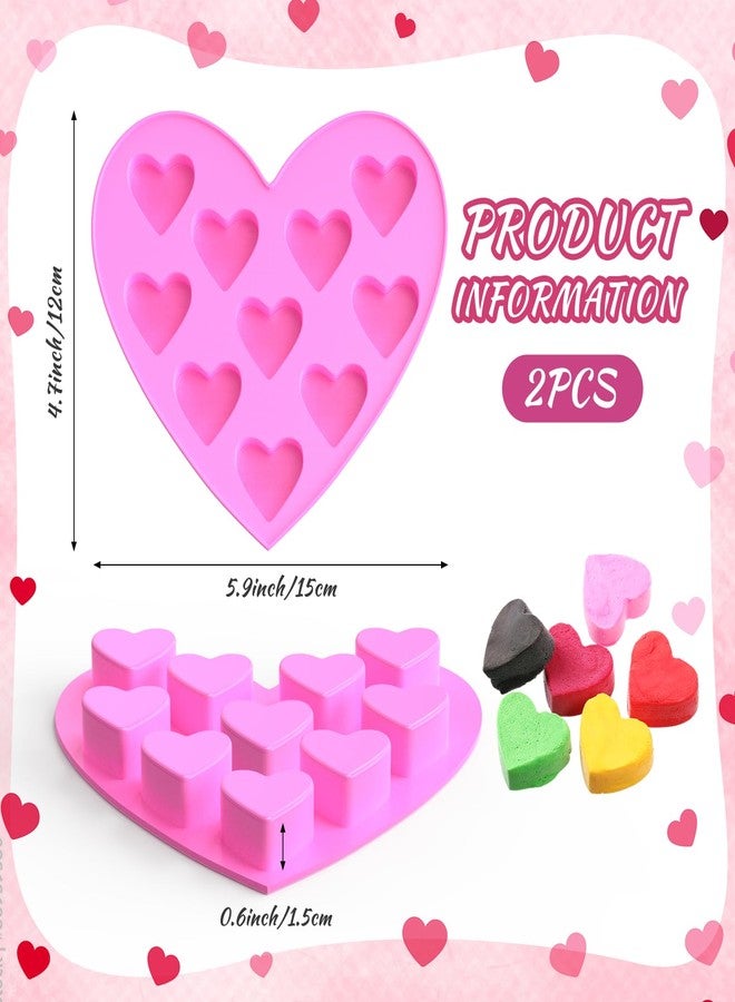 Baderke 2 Pcs Heart Shaped Silicone Molds for Baking, 10 Cavities Valentines Silicone Molds, Heart Molds for Valentine's Day Chocolate Candy Ice(Pink) - Image 2
