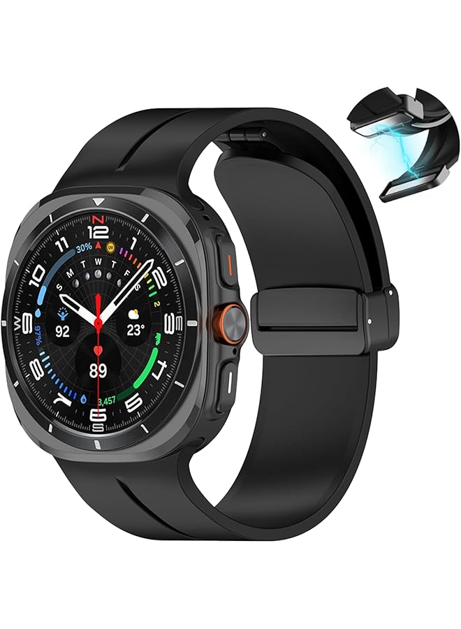 إيروريكس سوار مغناطيسي متوافق مع ساعة سامسونج جالكسي واتش 7 الترا 2024 حزام مغناطيسي بمشبك على شكل حرف D حزام بديل بدون فجوة من السيليكون الرياضي لساعة سامسونج جالكسي واتش 7 الترا للرجال والنساء - Image 1