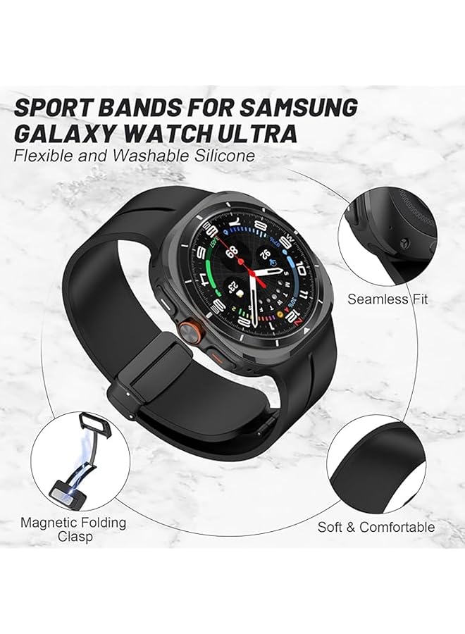 إيروريكس سوار مغناطيسي متوافق مع ساعة سامسونج جالكسي واتش 7 الترا 2024 حزام مغناطيسي بمشبك على شكل حرف D حزام بديل بدون فجوة من السيليكون الرياضي لساعة سامسونج جالكسي واتش 7 الترا للرجال والنساء - Image 2