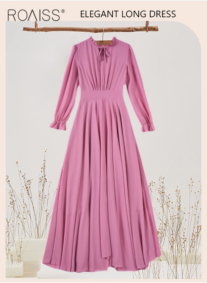 roaiss Women Lace Dress V Neck Dress Formal Elegant Dress Party Short Sleeve Dress Solid Color Summer Beach Dress Elegant Chiffon Dresses  - Image 1