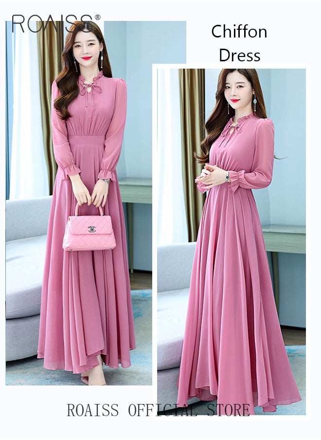 roaiss Women Lace Dress V Neck Dress Formal Elegant Dress Party Short Sleeve Dress Solid Color Summer Beach Dress Elegant Chiffon Dresses  - Image 5