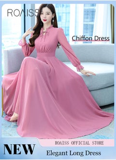 roaiss Women Lace Dress V Neck Dress Formal Elegant Dress Party Short Sleeve Dress Solid Color Summer Beach Dress Elegant Chiffon Dresses  - Image 2