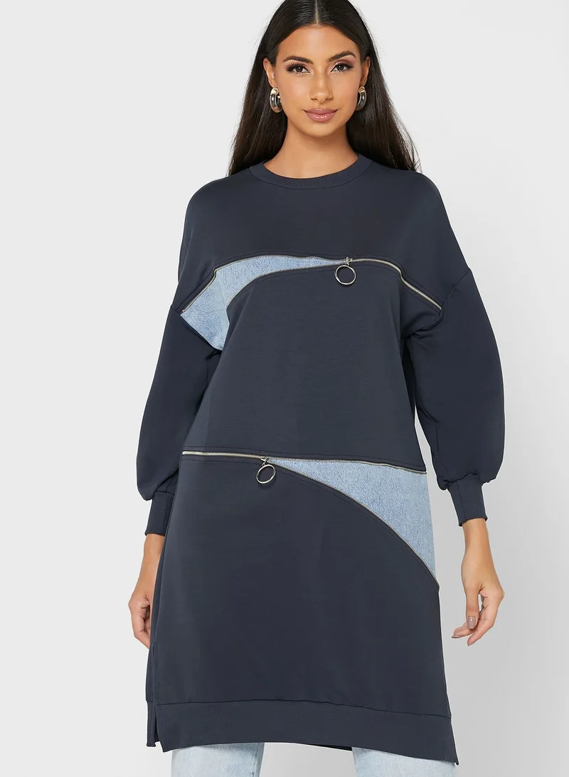 Soul By Modanisa Graphic Knitted Sweatshirt