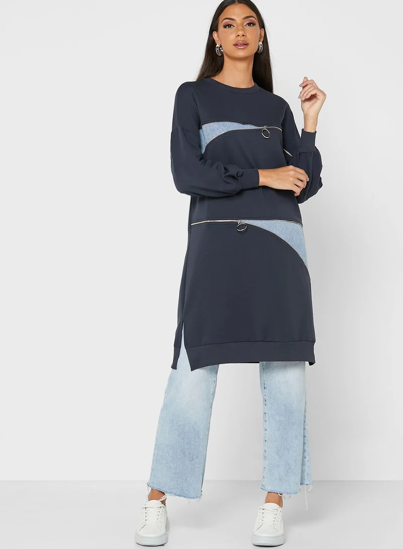 Soul By Modanisa Graphic Knitted Sweatshirt