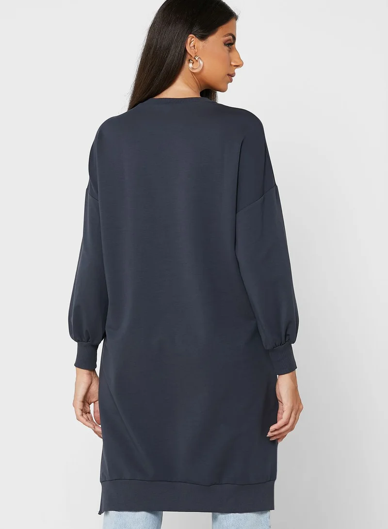 Soul By Modanisa Graphic Knitted Sweatshirt
