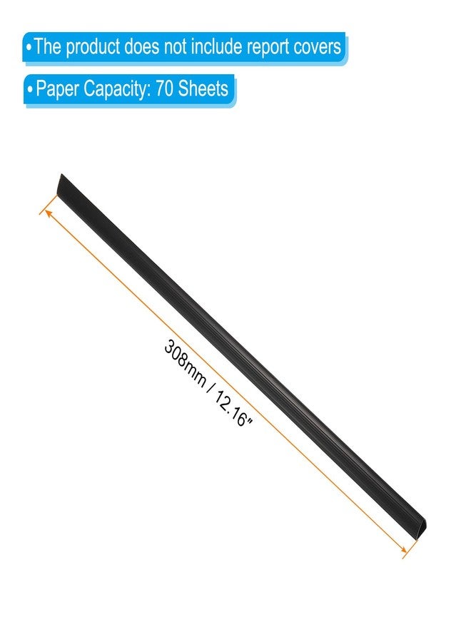 PATIKIL 10mm Binding Bars, 10 Pcs Plastic Binding Bars Slide Grip 70 Sheets Capacity A4 Binding Bars for Report Cover Office Study, Black - Image 2