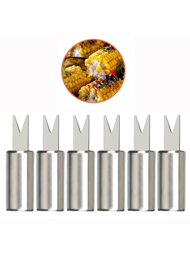 6PCS Stainless Steel Corn Holders – Reusable Corn on the Cob Skewers for BBQ, Grilling, Camping & Outdoor Parties - Image 1
