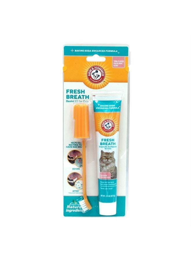 Arm & Hammer for Pets Dental Kit for Cats | Eliminates Bad Breath | 3 Piece Set Includes Cat Toothpaste, Cat Toothbrush & Cat Fingerbrush in Tasty Tuna Flavor,2.5 ounces - Image 1