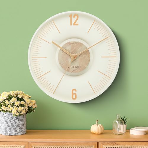 Titan Earth Flare Wall Clock – 32 x 32 cm Pink Sandstone Texture Design with 3D Dial, Raised Indices, Silent Sweep Movement – Stylish Decorative Wall Clock for Living Room, Office, Home – W0093PA03 - Image 2