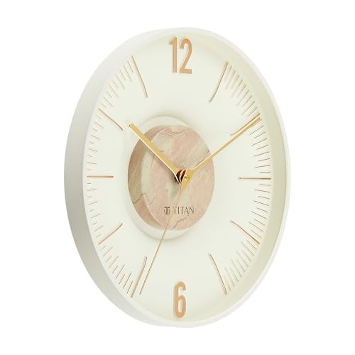 Titan Earth Flare Wall Clock – 32 x 32 cm Pink Sandstone Texture Design with 3D Dial, Raised Indices, Silent Sweep Movement – Stylish Decorative Wall Clock for Living Room, Office, Home – W0093PA03 - Image 3