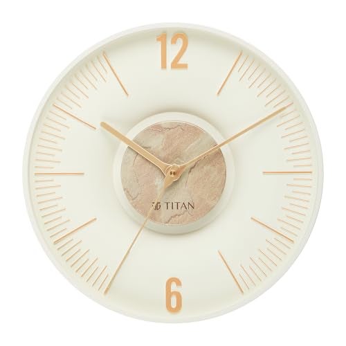 Titan Earth Flare Wall Clock – 32 x 32 cm Pink Sandstone Texture Design with 3D Dial, Raised Indices, Silent Sweep Movement – Stylish Decorative Wall Clock for Living Room, Office, Home – W0093PA03 - Image 1