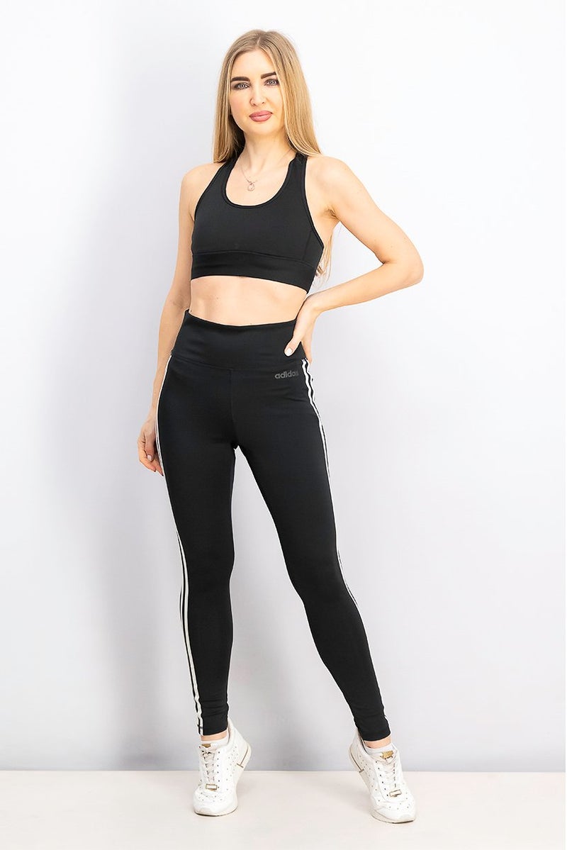 Adidas Women Sport Fit 3,Stripe High Rise Full Length Tight, Black - Image 2