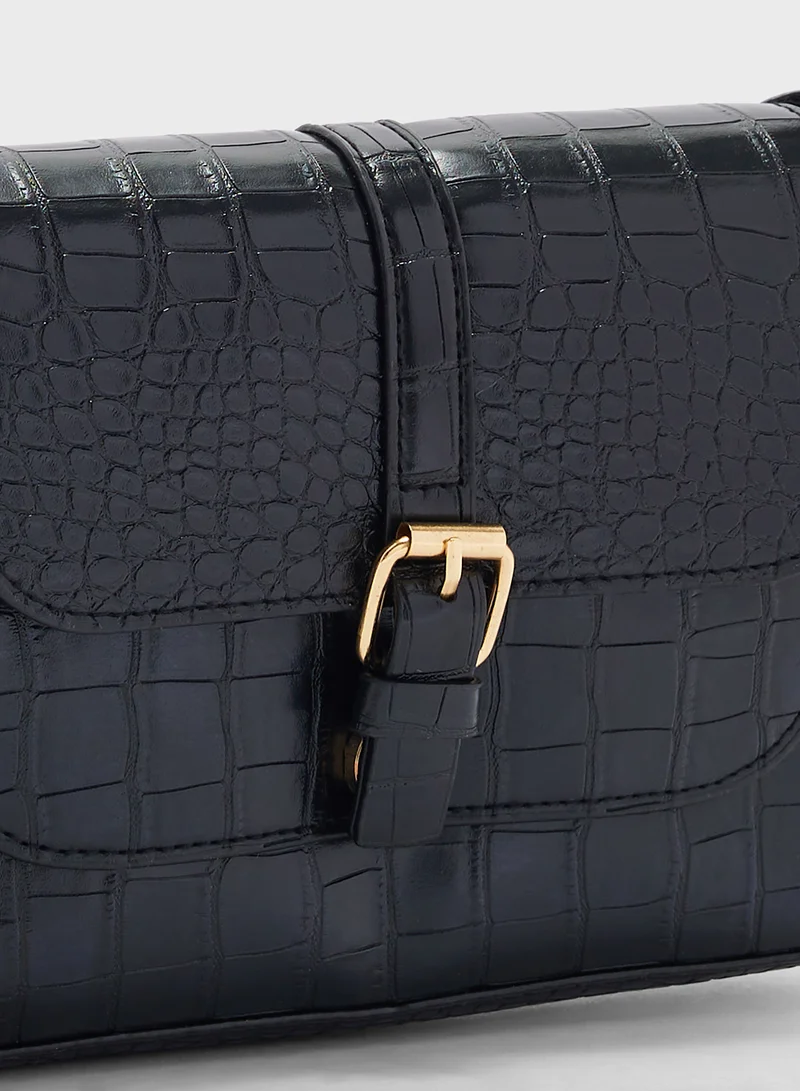 ELLA Croc Detail Mini Crossbody Bag