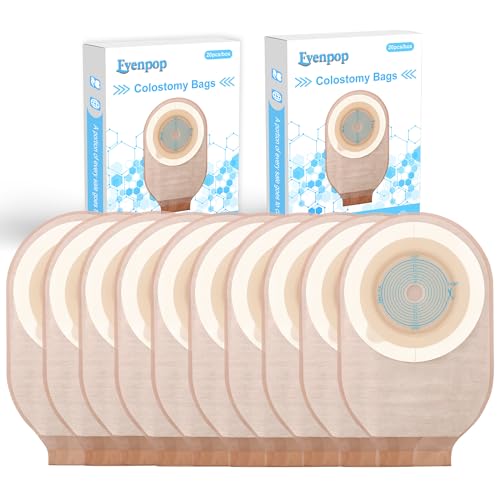 Evenpop Colostomy Bags - Portable & Comfortable, 40 PCS Skin-Friendly Ostomy Bag for Kids/Adults, One Piece with Closure Colostomy Supplies, 20-65mm Cut-to-Fit, Easy to Use - Image 1