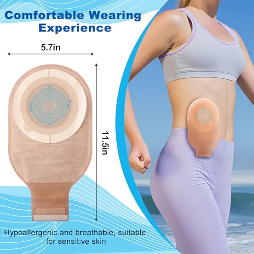 Evenpop Colostomy Bags - Portable & Comfortable, 40 PCS Skin-Friendly Ostomy Bag for Kids/Adults, One Piece with Closure Colostomy Supplies, 20-65mm Cut-to-Fit, Easy to Use - Image 2