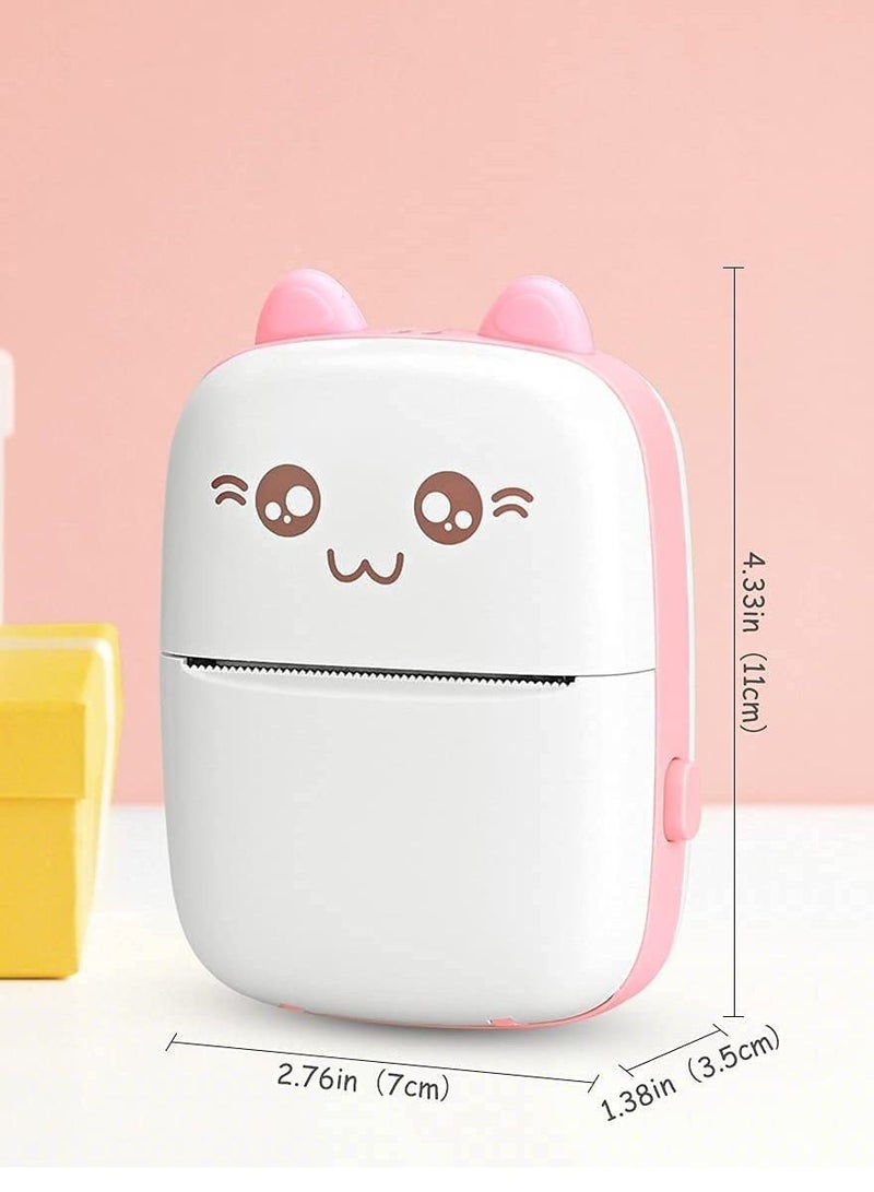 Mini Portable Wireless Bluetooth Pocket Thermal Printers with 1 Rolls Printing Paper for Android iOS Smartphone (Pink)