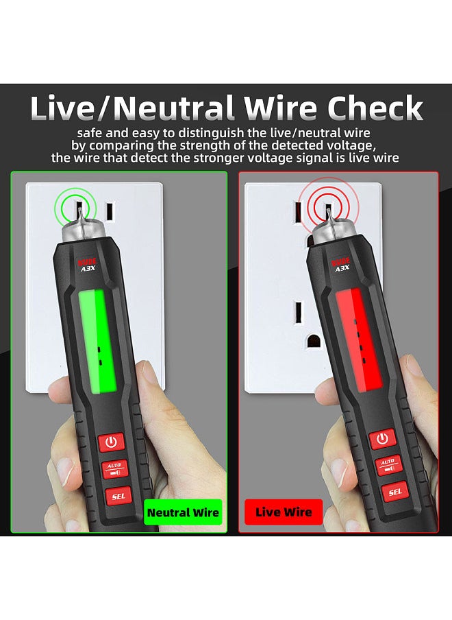 Pen Type Digital Multimeter Portable Tester Voltmeter 1.9 Inch Bicolor Screen TRMS Voltage Capacitance Resistance Frequency Diode Continuity Temperature NCV Measurement Multifunction Multimeter