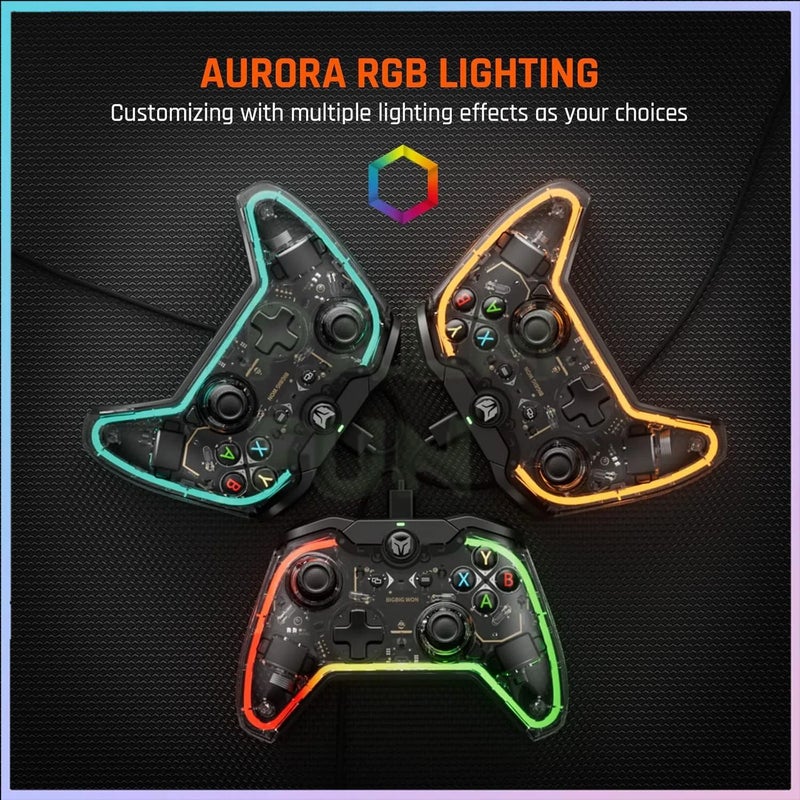 Bigbig WON Rainbow S Wired Gaming Controller with RGB Joystick Backlight for PC/Switch/PS4 - Image 4