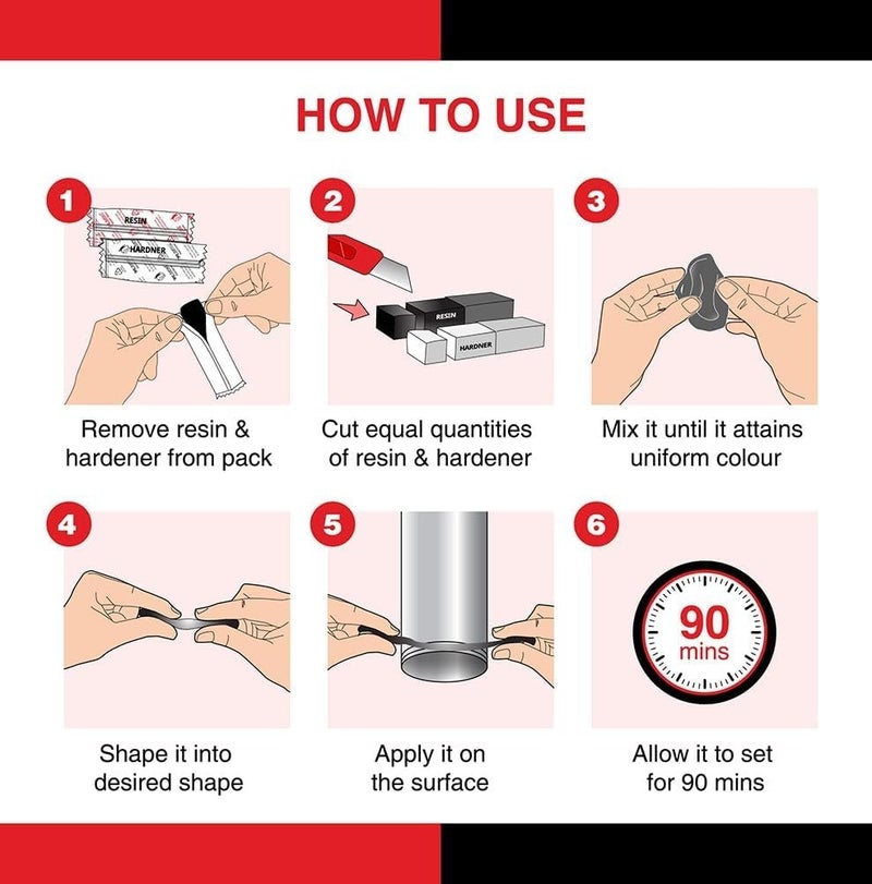 بيديلايت إم سيل مركب إيبوكسي متعدد الاستخدامات لاصق قوي لإغلاق وإصلاح وبناء الأسطح مقاوم للماء مناسب للمعادن والبلاستيك والخشب والسيراميك معجون إصلاح متين متعدد الأسطح - Image 4