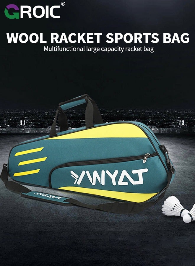 GROIC Tennis Racket Bag Badminton Racket Bag (3-5 Racquet), Duffel Backpack Shoulders Bag Handbag Equipment Tote Bag with Detachable Strap and Protective Compartment,Large-capacity Badminton Racket Bag - Image 2
