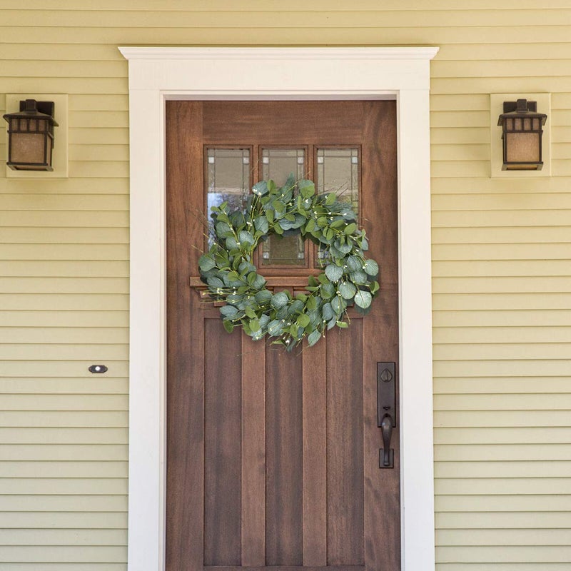 LLZLL 20inch Eucalyptus Wreaths for Front Door Spring and Summer Green Wreath with Berries Farmhouse Door Wreath Year Round Wreaths for Front Door Indoors - Image 5