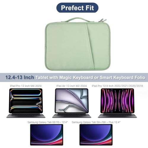 CASEDAO 12.9 Inch Tablet Sleeve Bag for 2025 2024 iPad Pro M5 M4/iPad Air M2 13"/Pro 12.9",Samsung Galaxy Tab S9+Plus,S8+,S7+ Plus,S7 FE 12.4"Carrying Case,Surface Pro 11 Snapdragon,10,9,8,X,7+,7,6 Bag-Green - Image 3