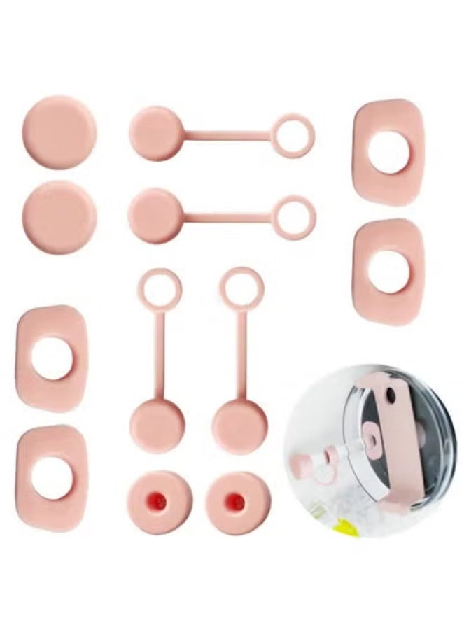 Peachjoy 12 PCS Silicone Spill Proof Stopper Set for Cup 1.0 and Cup 2.0 40oz or 30oz, Reusable Straw Cover Including 4 Square Spill Stopper, 4 Round Leak Stopper and 4 Straw Cover Cap