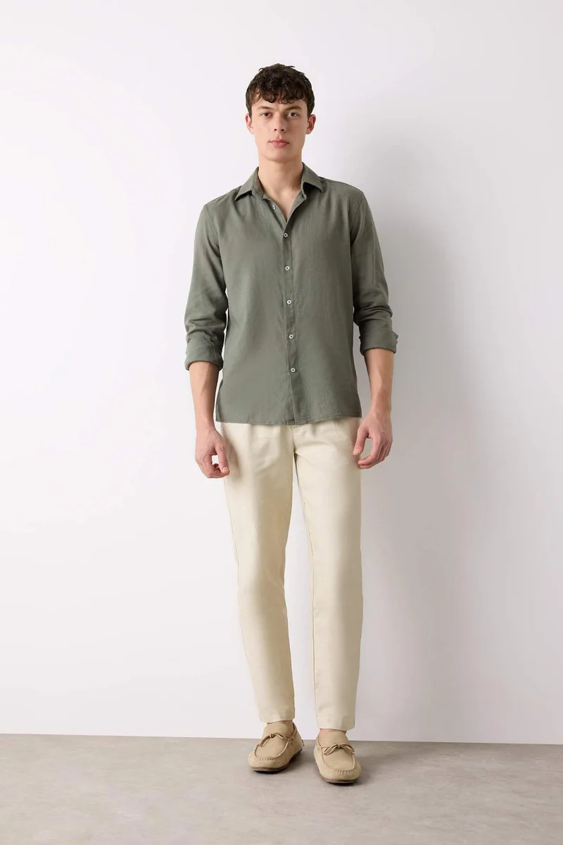 ديفاكتو Relax Fit Straight Leg Cotton Summer Fabric Trousers