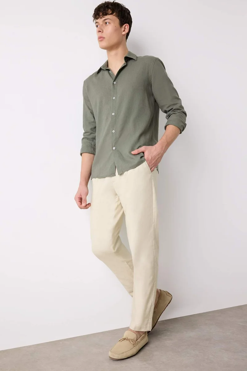 ديفاكتو Relax Fit Straight Leg Cotton Summer Fabric Trousers