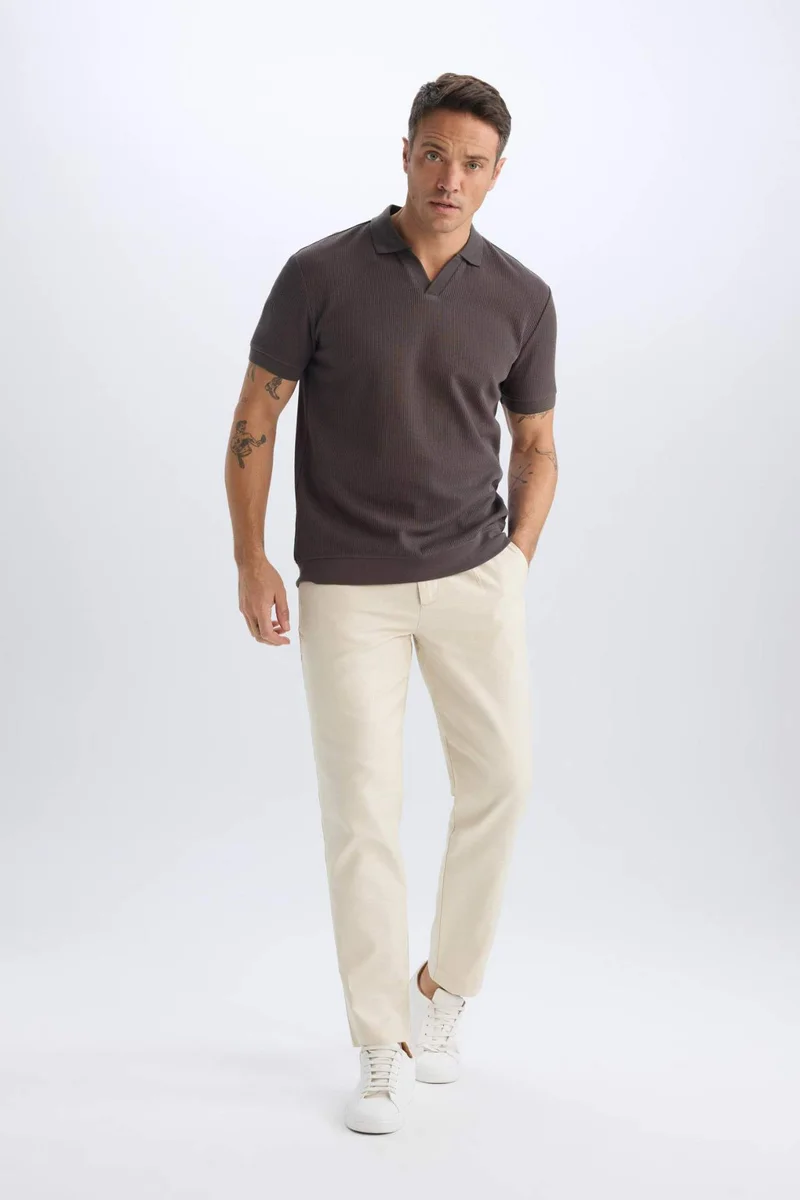 Defacto  Relax Fit Straight Leg Cotton Summer Fabric Trousers for Men | Best Price UAE
