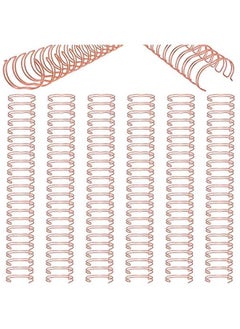 Arabest 6 Pieces Binding Wire Twin Loop Spines Double Loop Binding Wire 1 Inch Cinch Diameter 23 Holes for Teacher Student Document Notebook Making(Rose Gold)  - Image 1