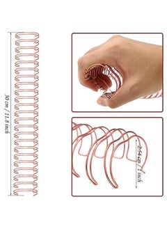 Arabest 6 Pieces Binding Wire Twin Loop Spines Double Loop Binding Wire 1 Inch Cinch Diameter 23 Holes for Teacher Student Document Notebook Making(Rose Gold)  - Image 2