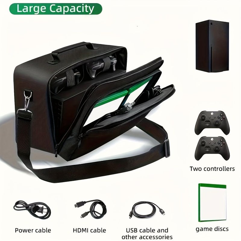حقيبة تخزين سوداء لمنصة Xbox Series X وألعابها وكابلاتها وملحقاتها - Image 3