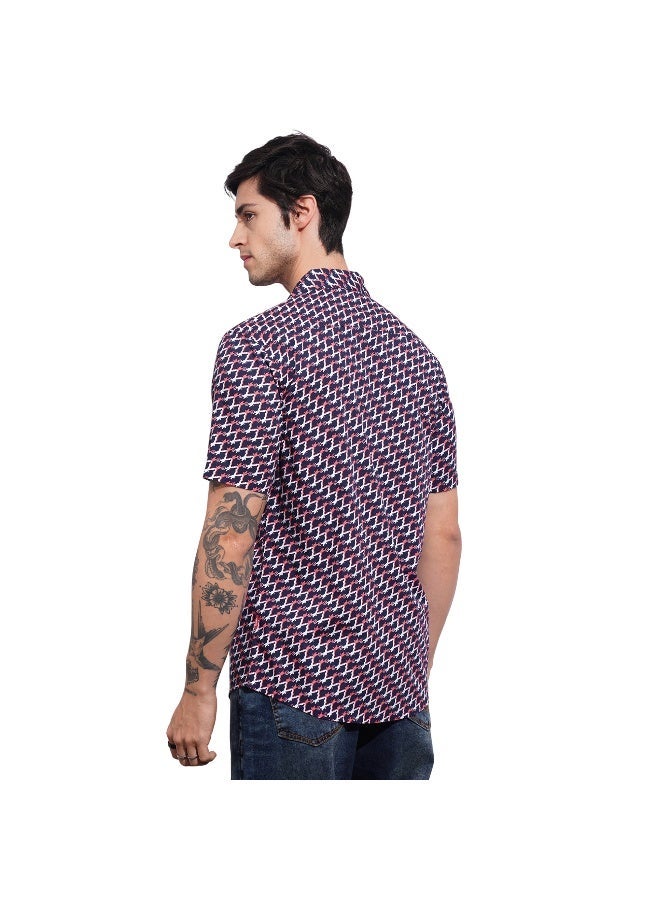 Being Human Mens Navy Collared Short Sleeve Shirt - Image 3