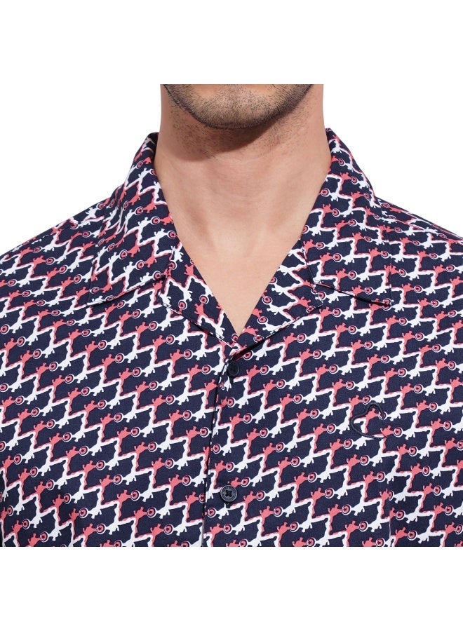 Being Human Mens Navy Collared Short Sleeve Shirt - Image 5