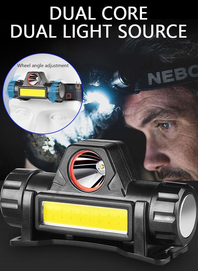 GROIC Rechargeable Waterproof LED Headlamp with 2 Lights and Adjustable Headlight Beam for Running Camping Cycling Outdoor Adults Kids - Image 2