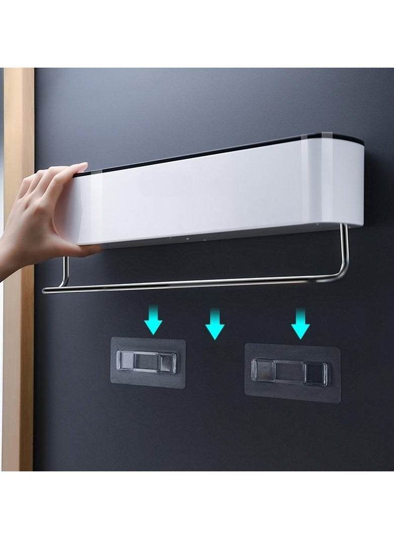 AIWANTO Bathroom Shelf Organizer With Towel Bar For Drying And Wiping Hands Wall Mounted Storage Shower Shampoo Makeup Kitchen Toilet Home Rack Holder 45x14cm  - Image 3