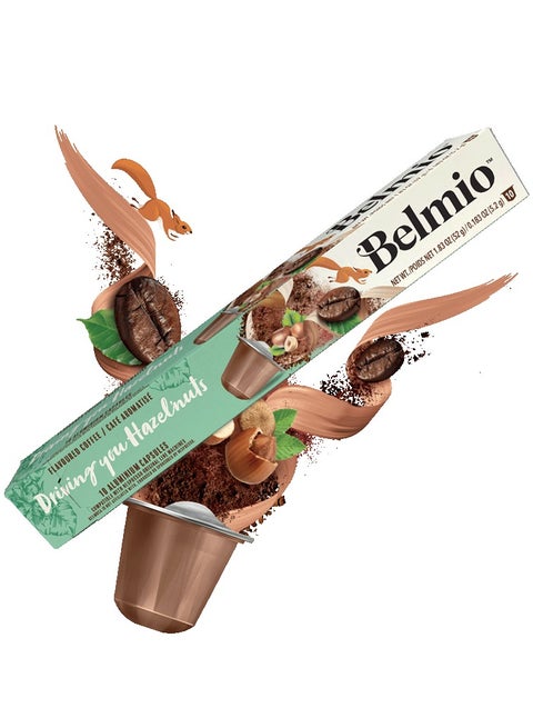 Belmio Hazelnuts Coffee Capsules, Intensity 10, Compatible with Nespresso Machine, 10 Capsules in 1 Sleeve